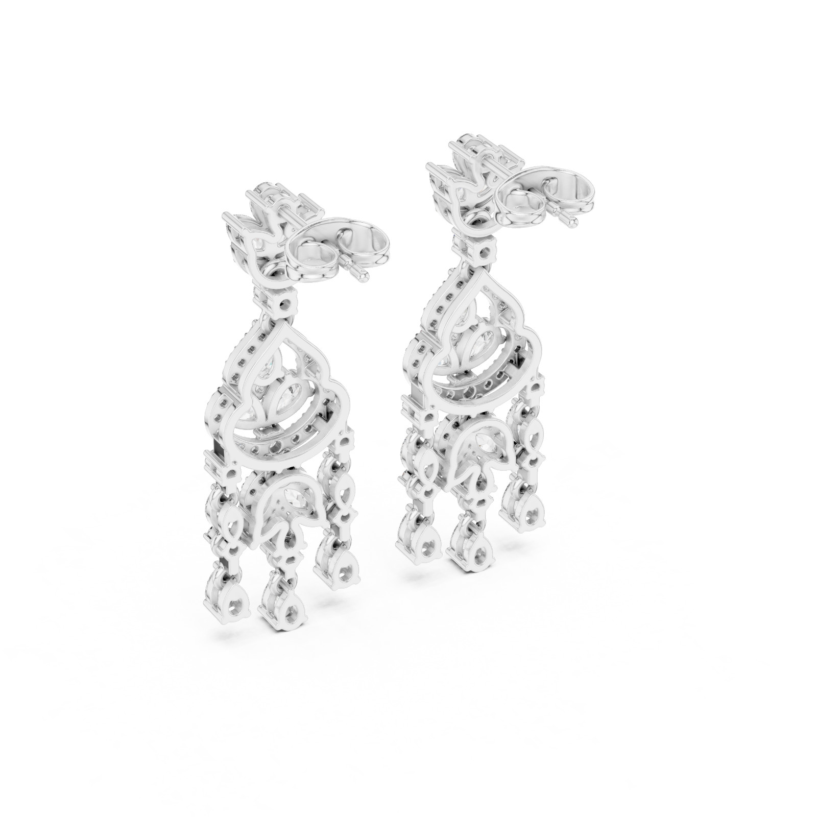 Natural Certified VVS1 Diamond Women Proposal Dangle Earrings 14k Gold Over
