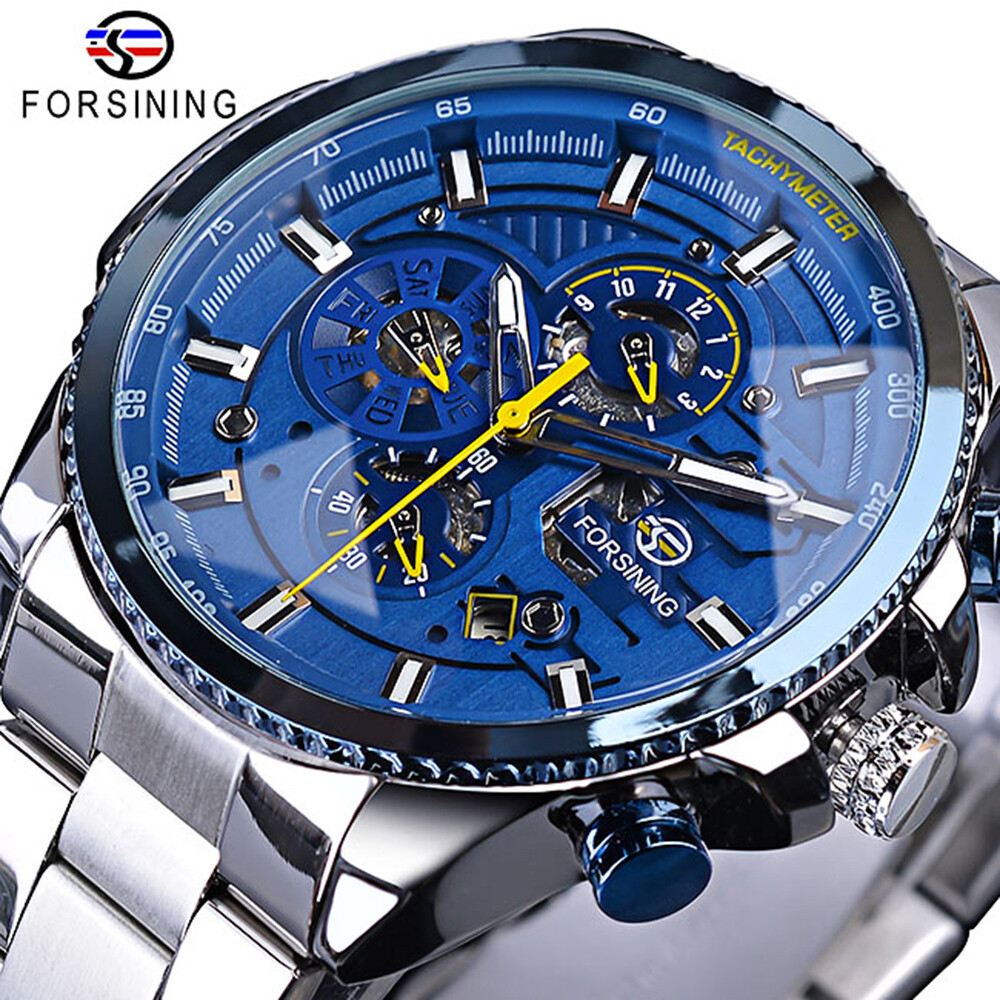 FORSINING Luxury Men Steel Waterproof Automatic Self-Wind Mechanical Wrist Watch