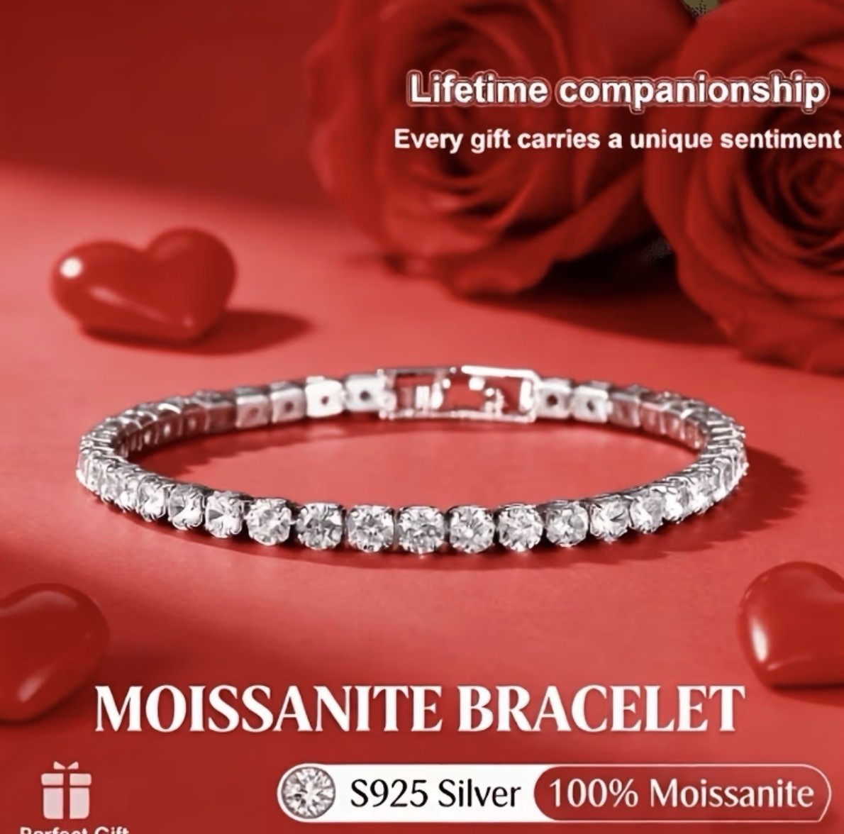 925 Sterling Silver 4.8mm 7 Inch Moisannite Tennis Bracelet