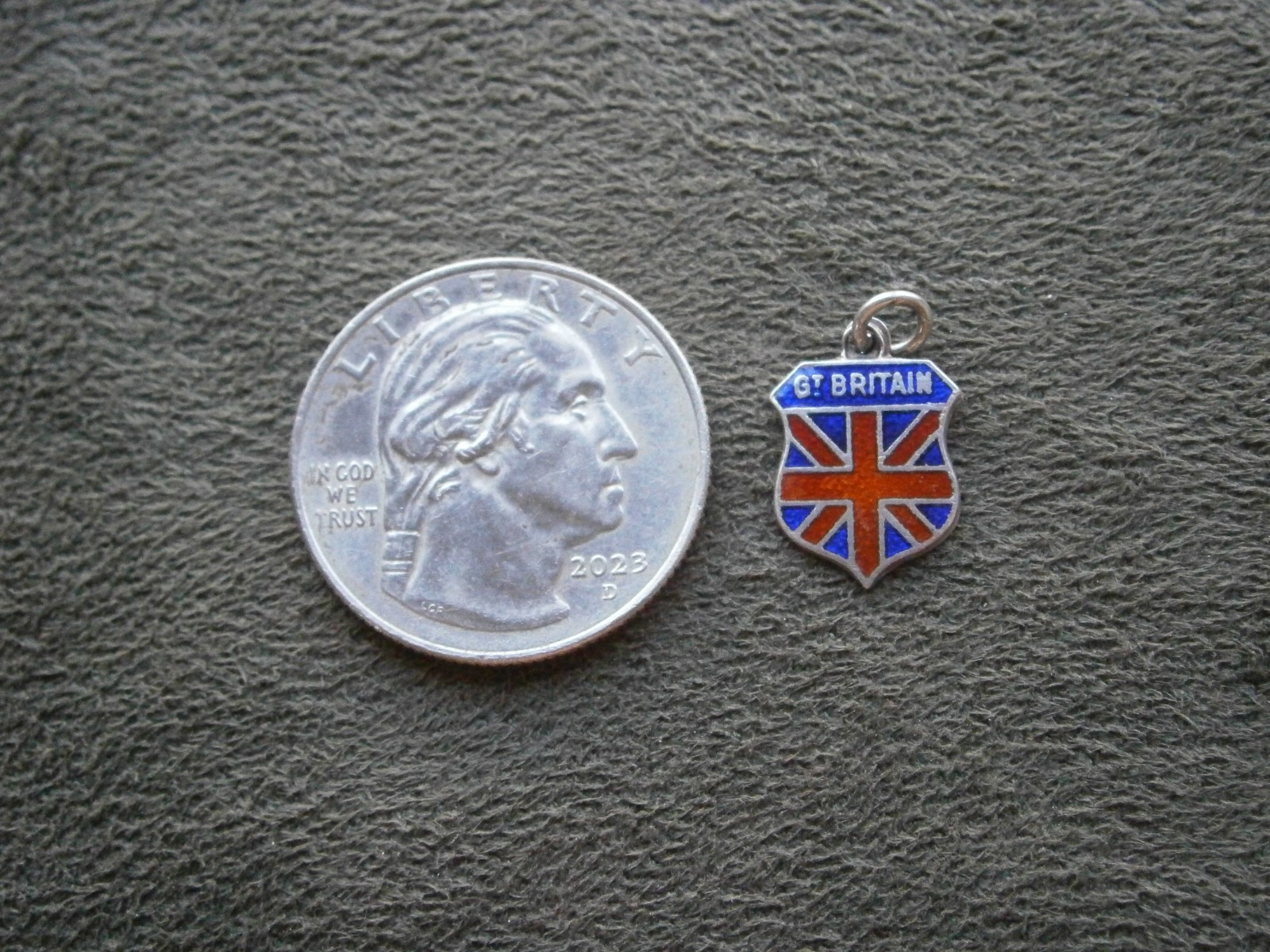 Great Britain Flag Vtg AS Sterling Silver Enamel Travel Bracelet Charm Pendant