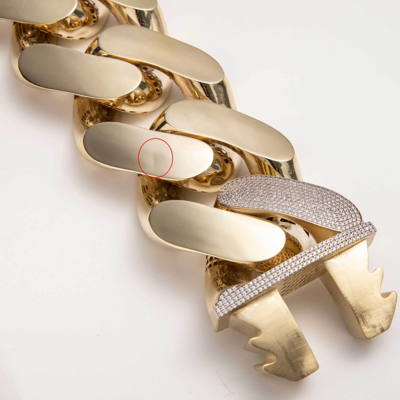 50mm Monaco Cuban Link Bracelet Shiny Lock 10K Yellow Gold Shadow of BD-B1146T