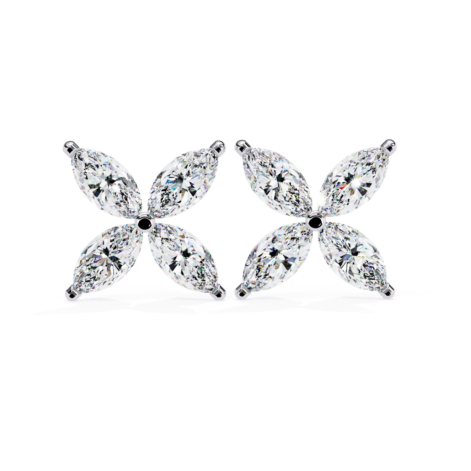 Lab Grown Diamond 1-TCW Marquise Flower Earring 14K White Gold Stud Fine Jewelry