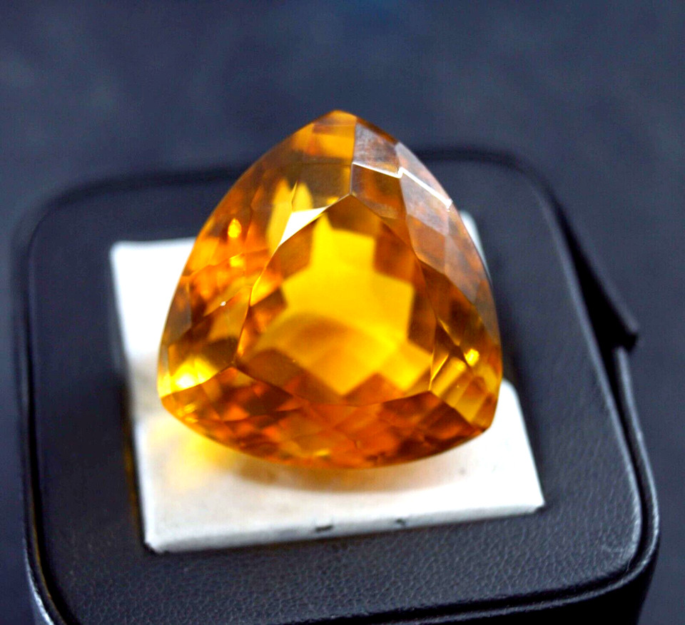 Certified Natural 123.75 Ct Trillion Cut Yellow Citrine Brazilian Loose Gemstone