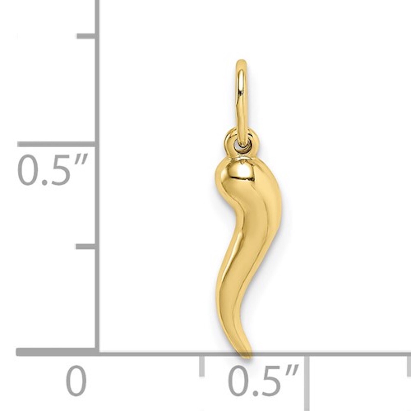 10K Real Gold 3D Cornicello Charm Pendant, Gold Italian/Chili pepper Horn – 10KH