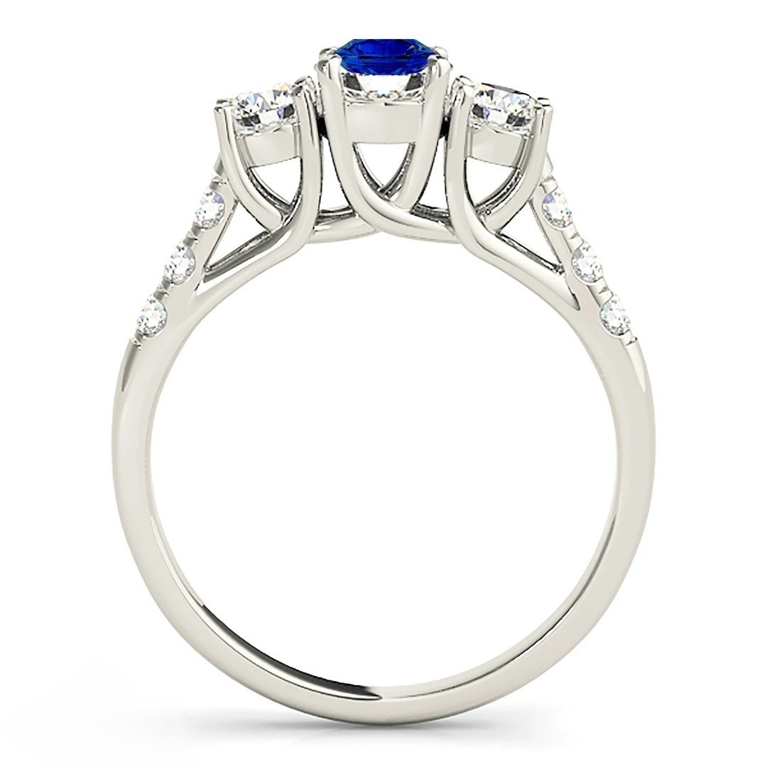 2.00 Ct Round Cut Natural Sapphire Diamond Engagement Ring 14K White Gold Size 6