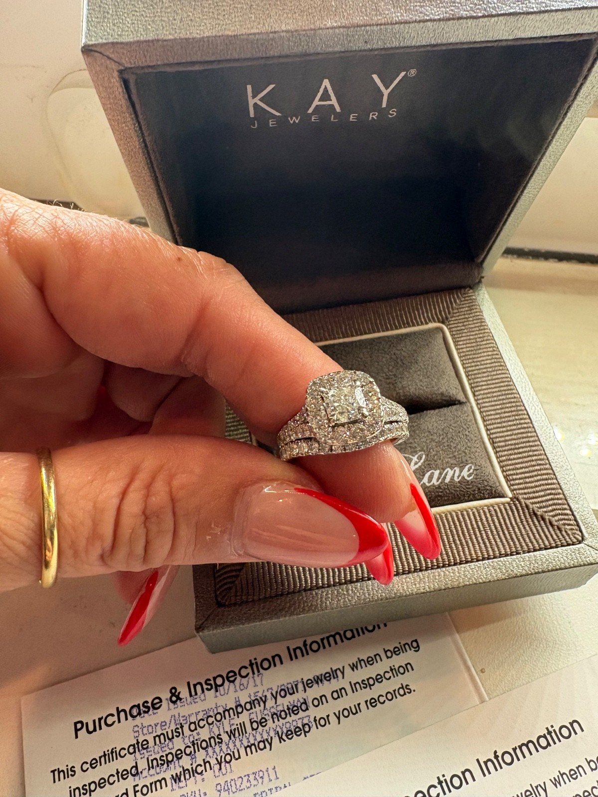 Neil Lane Engagement wedding set 2.54 CTW Cushion-cut 14K White Gold Size 7