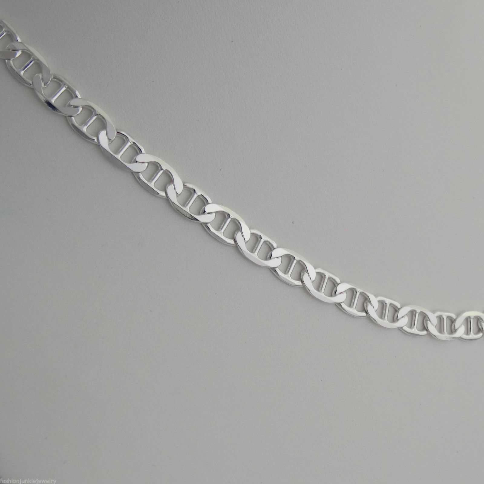 4.2mm Flat Marina Chain Necklace – 925 Sterling Silver-Mariner 16,18,20,22,24,30