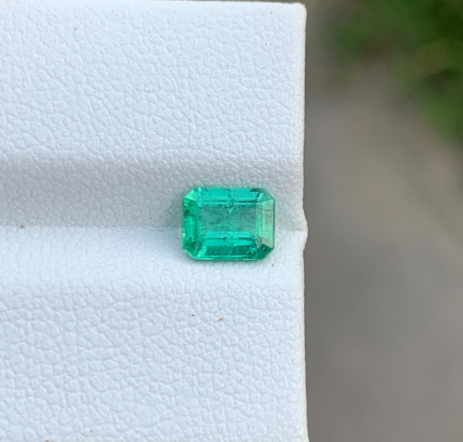 Natural Zambian Emerald 0.785 Ct Octagon Cut Vivid Green Slightly Included