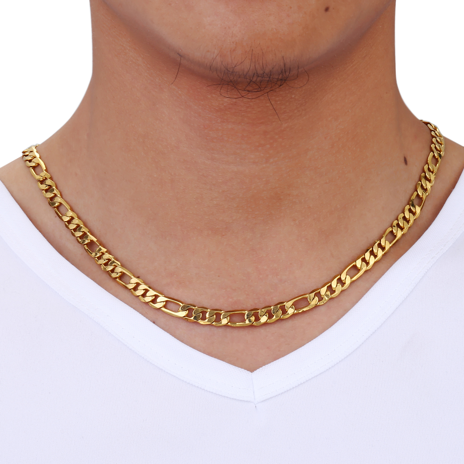 6mm 18″-24″ Male Figaro Necklace Chain Yellow Gold Plated Men’s Jewelry