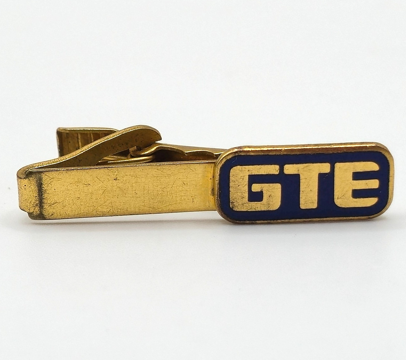 GTE Cufflinks & Tie Clip Set Gold Tone Logo Telephone Executive Service Award