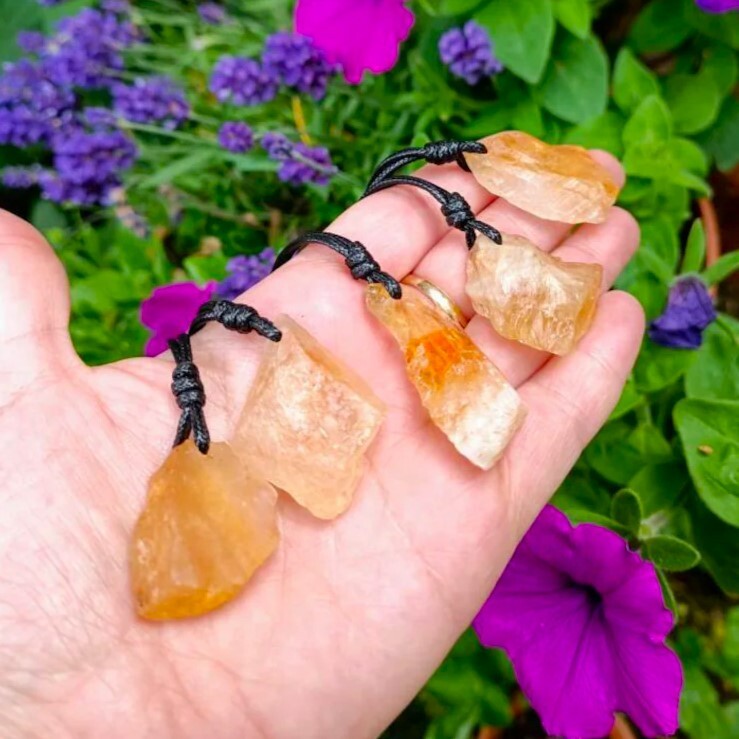 Natural Raw Citrine Crystal Pendant Healing Spiritual Amulet Necklace Gifts