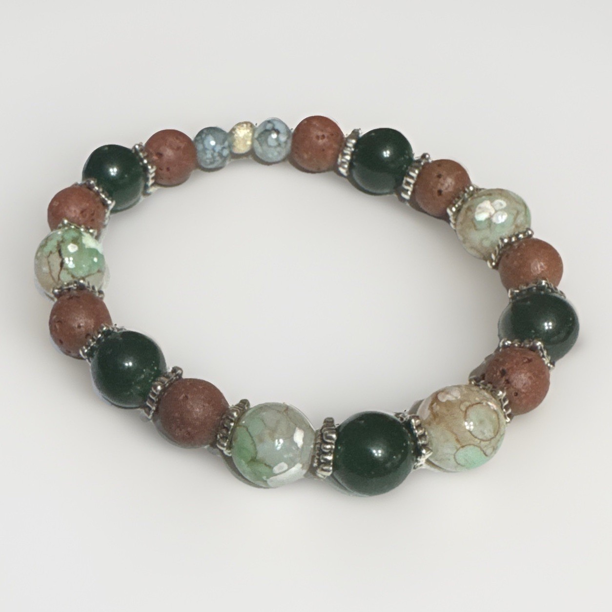 Diffuser Bracelets 4 Pc Lot Multicolored Gemstone & Lava Unique Artisan Trendy