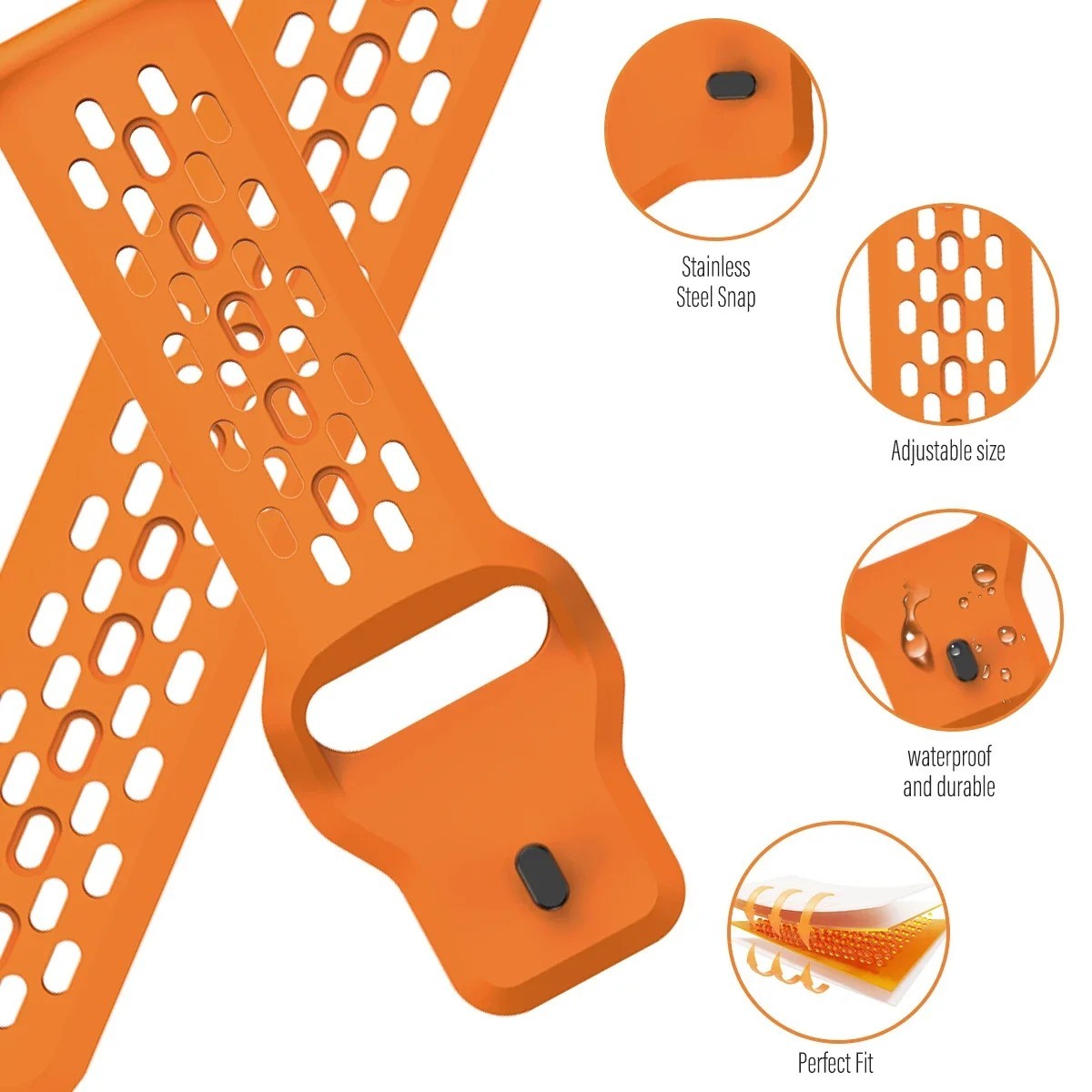 18mm 20mm 22mm Breathable Silicone Sport Watch band Silicone Strap