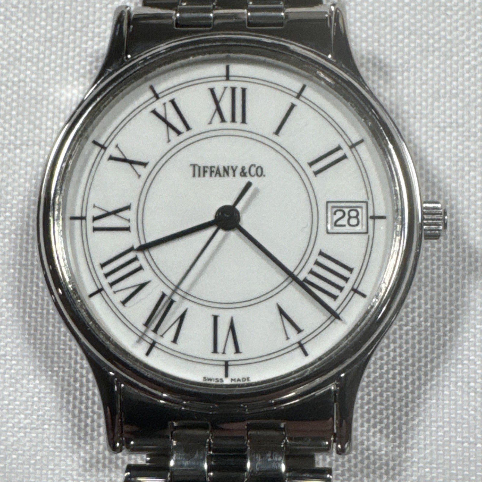 Tiffany & Co. Portfolio Watch Roman Classic White Dial Date 33mm Stainless steel