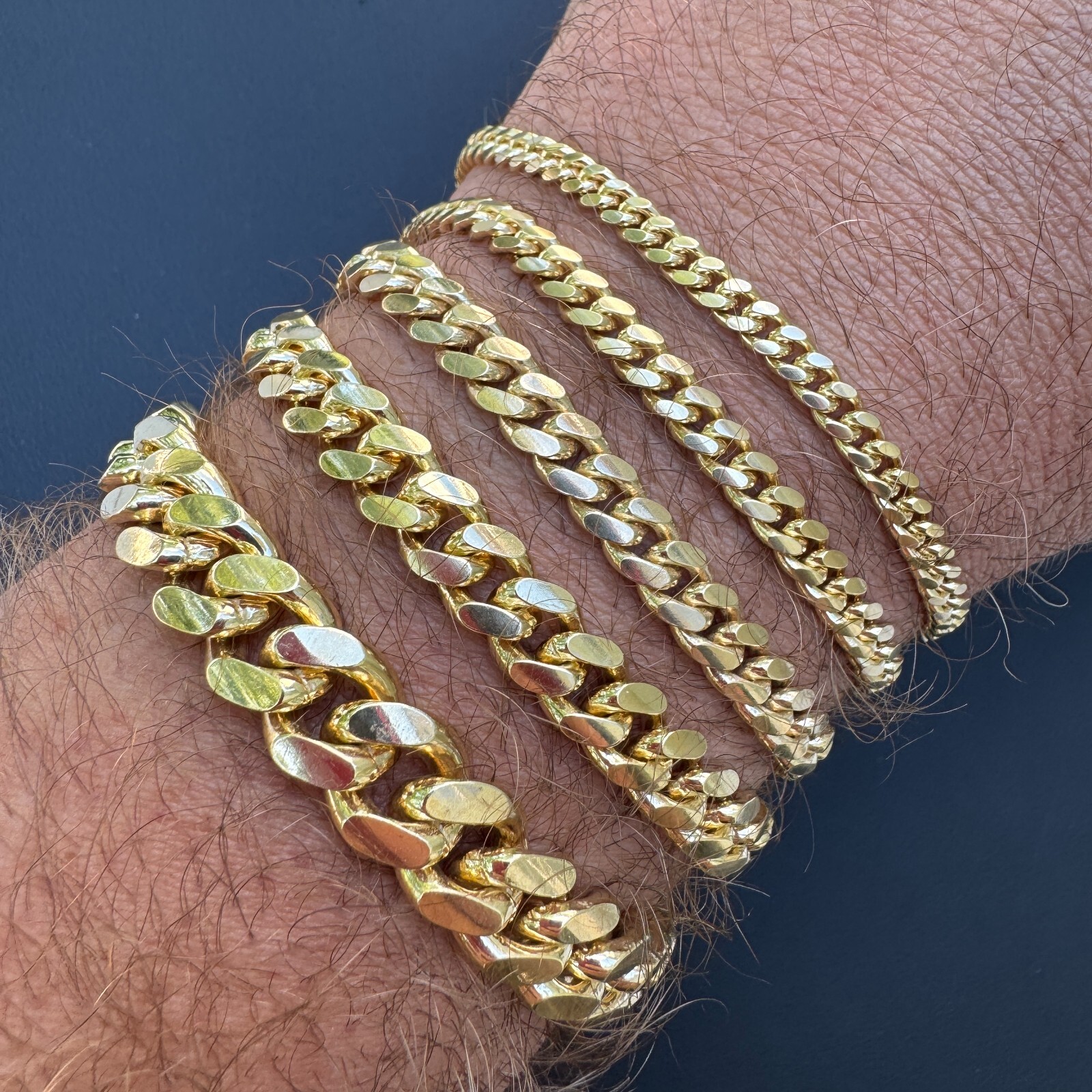 Mens Real Solid 14k Gold Vermeil 925 Silver Miami Cuban Bracelet 4-10mm 6.5-9″