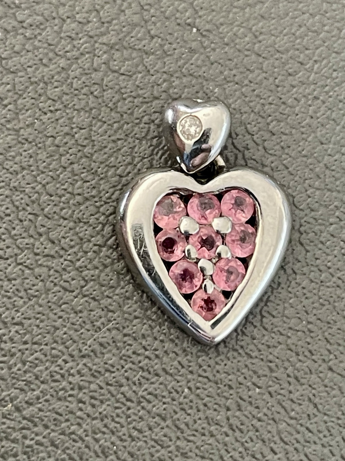 14KT White Gold 0.25CT Rubellite & 0.015CT Diamond Heart Pendant (F14)