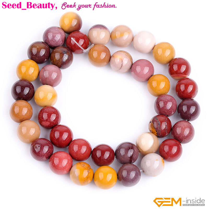 Natural Gemstone Genuine Multicolor Mookaite Beads For Women Jewelry Making 15″