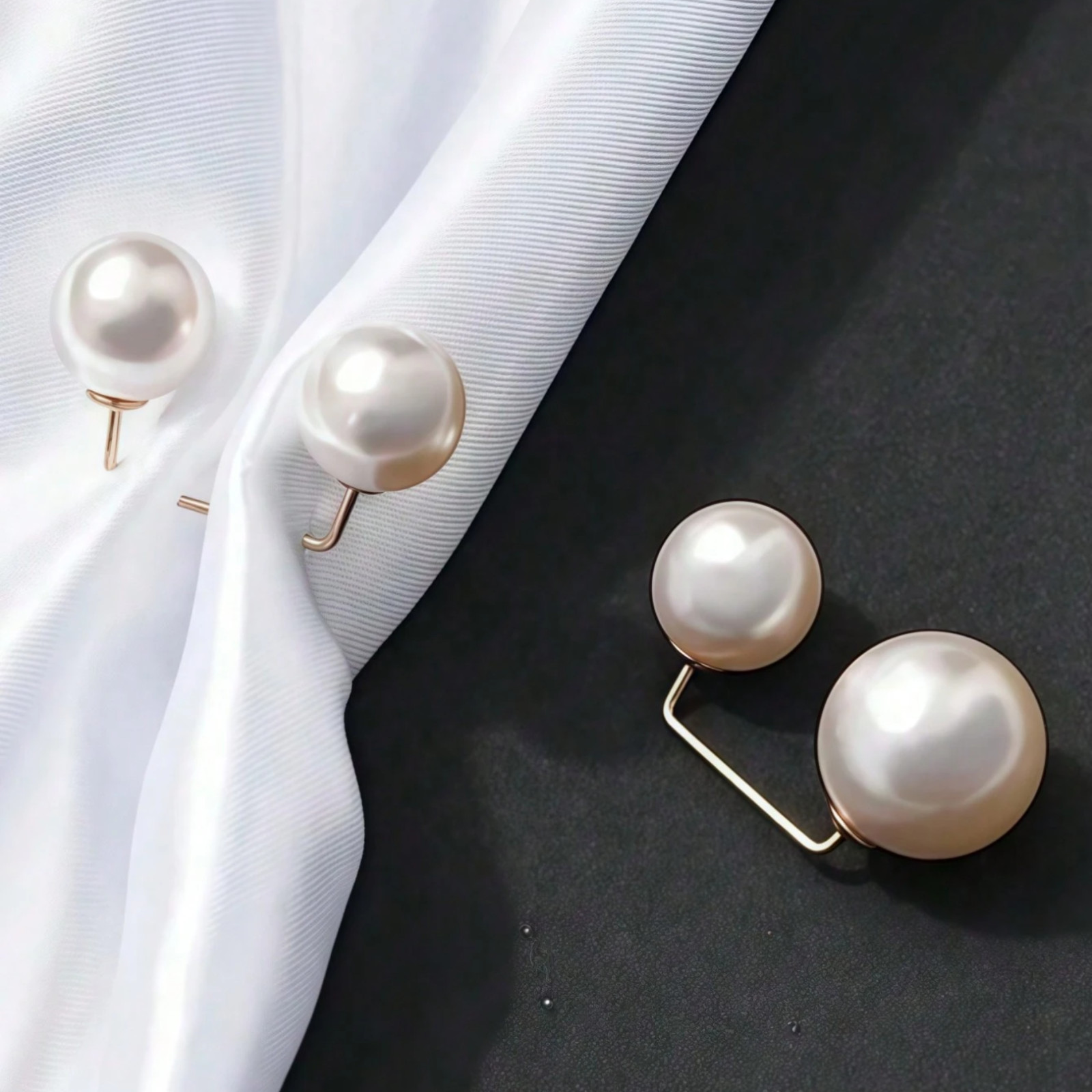 Faux Pearl Brooch Pins 3p Women Pearl Pin Sweater Shawl Clips DIY Craft Supplies