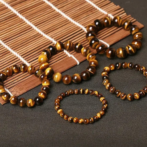Genuine Tiger’s Eye 8mm Beaded Healing Chakra Protection Men Women Bracelet Gift