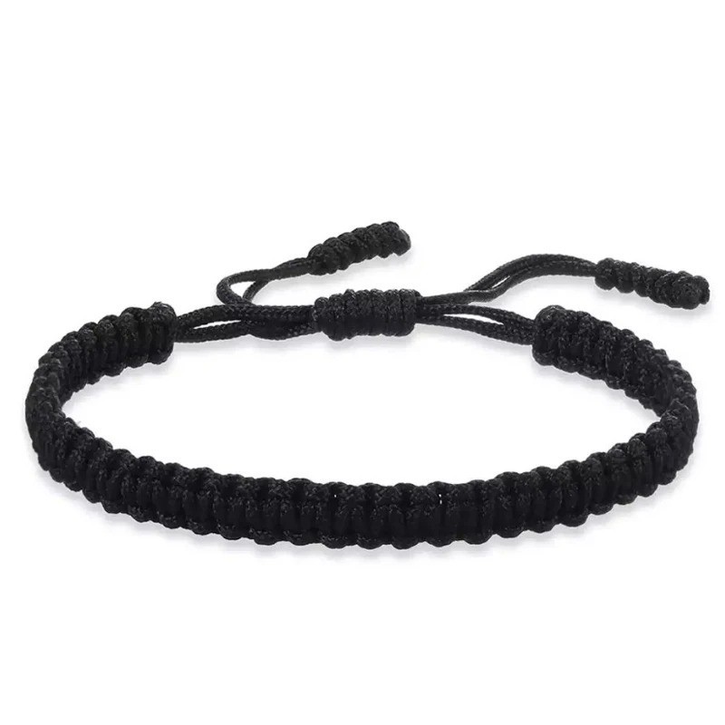 1Pc Black Handmade Braided Rope Bracelet Tibetan Good Luck Gift Jewelry