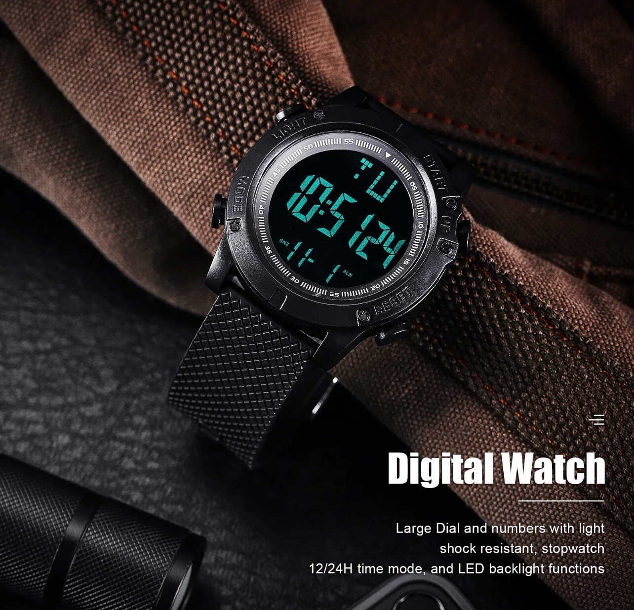 Men Waterproof Digital Sports Watch Military Tactical LED Backlight Wristwatch