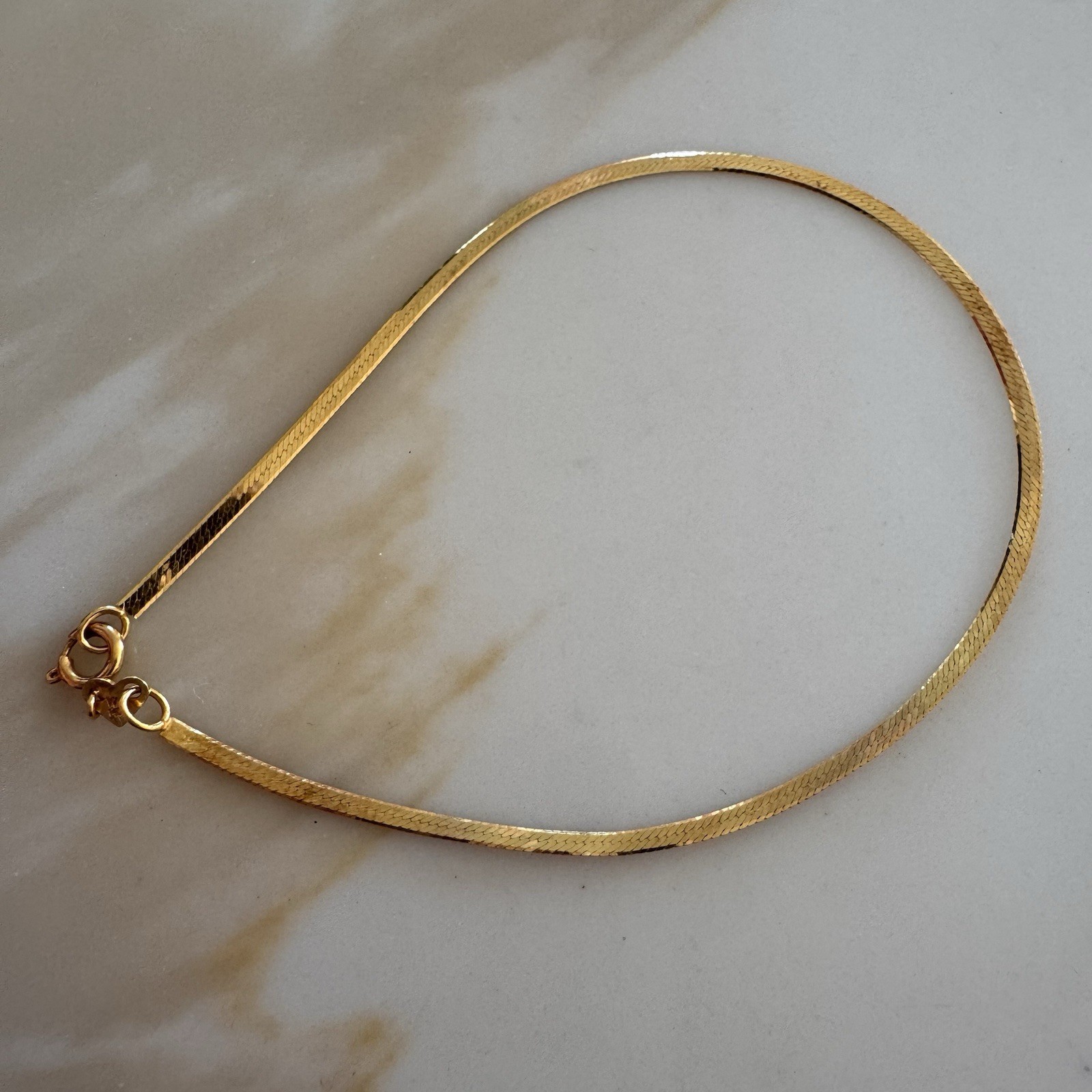 14K YG rare vintage herringbone bracelet hearts someone special made in italy