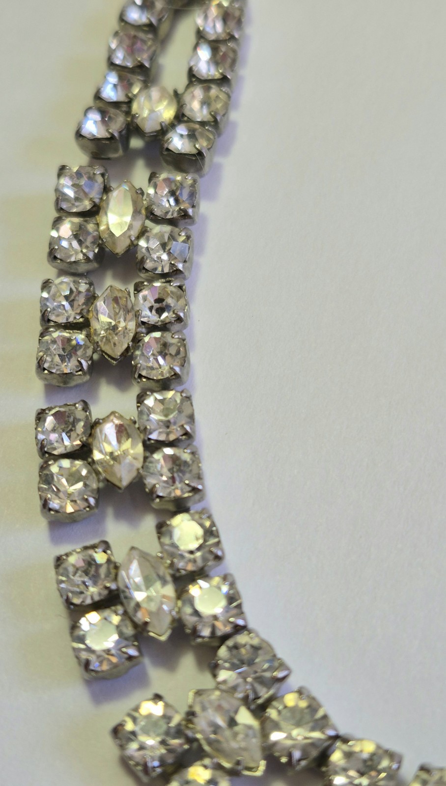 Vintage Rhinestone Choker Necklace Glass Prong Set Foiled Back Bridal Statement
