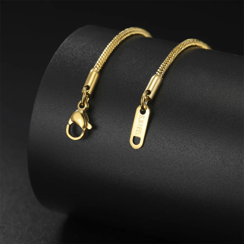 Snake Chain Necklace Stainless Steel 0.9mm 1.2mm 2mm 40-60cm Women Jewelry