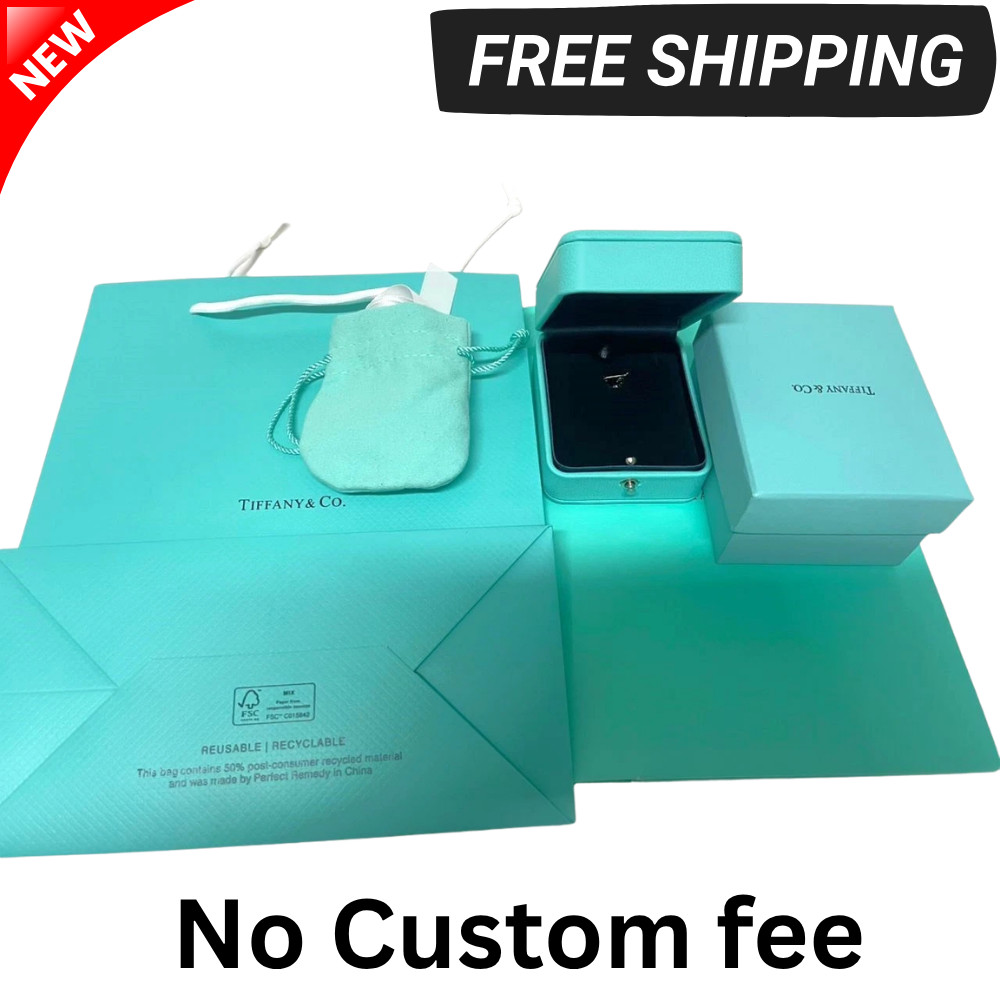 TIFFANY & CO. BLUE LEATHER PRESENTATION NECKLACE GIFT BOX, CASE, AND BAG