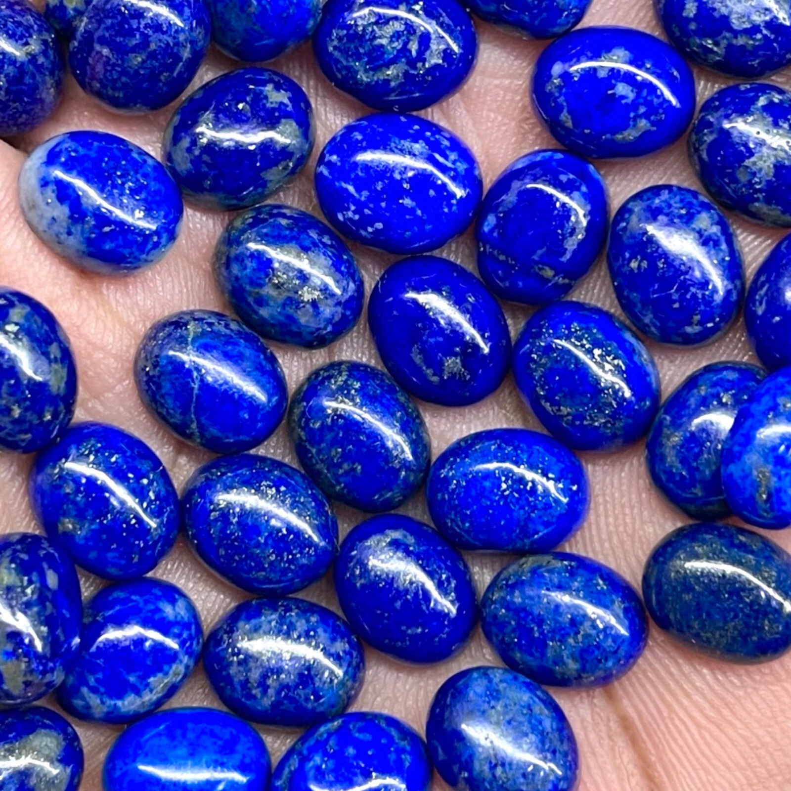 50 Pcs Natural Untreated Lapis Lazuli 10x8mm Oval Loose Cabochon Gemstones Lot