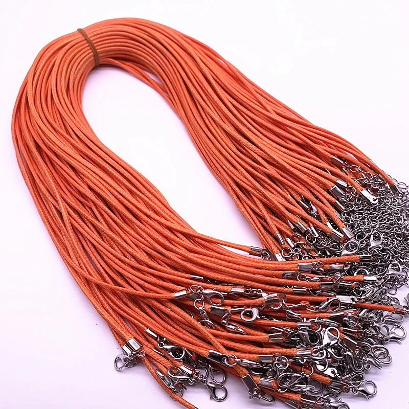 Leather Cord Necklace 2mm Wax Rope Chain Lobster Clasp 45cm Jewelry 5PCS
