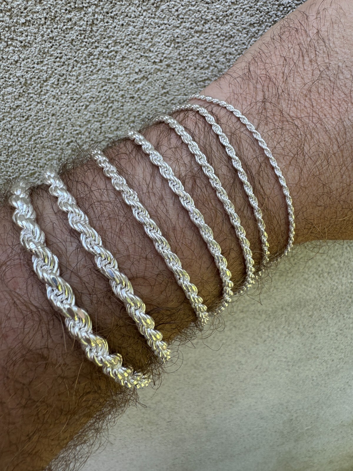 Real Solid 925 Sterling Silver Rope Bracelet 2mm-6mm Men’s Women’s 6-9″