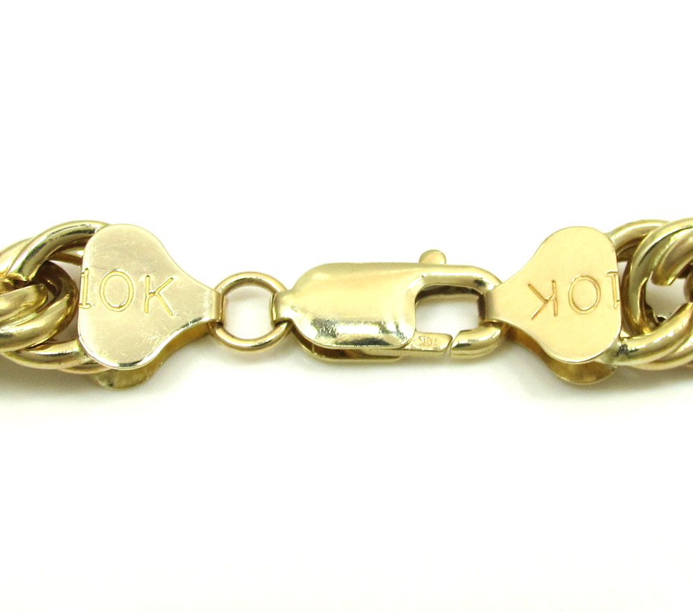 Men’s 10K Yellow Gold Rope Chain Wrist Bracelet 7″, 8″, 9″ – 2MM to 10MM