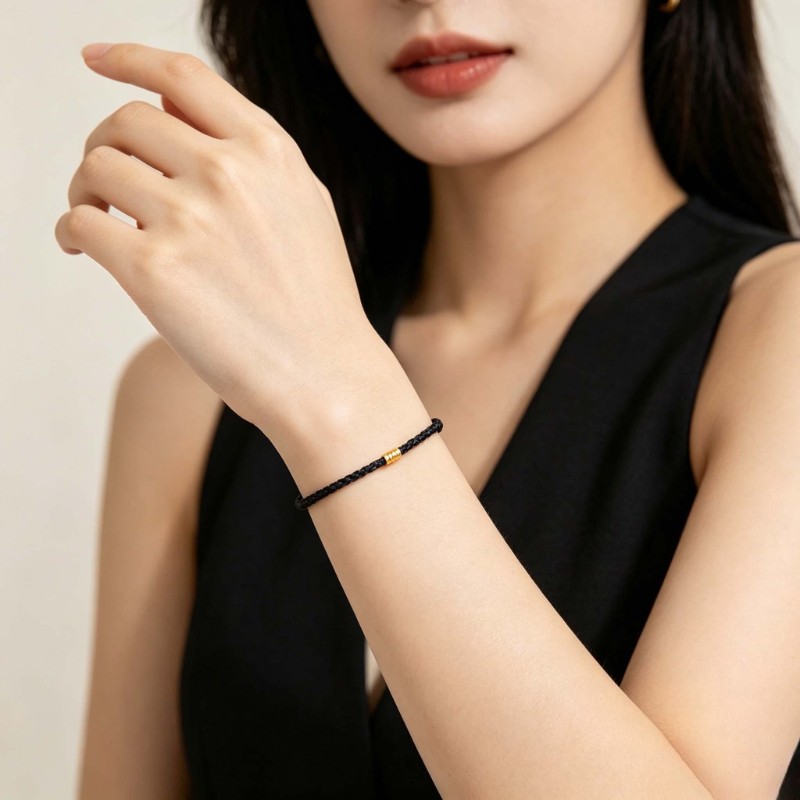 Black Woven Bracelet Couples Bangle Valentine’s Day Gift Brings Good Luck