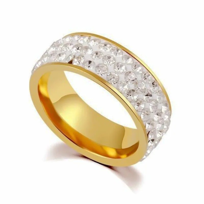 Unisex CZ Stainless Steel Ring Men/Women’s Wedding Band Rings Gold Silver 6-13