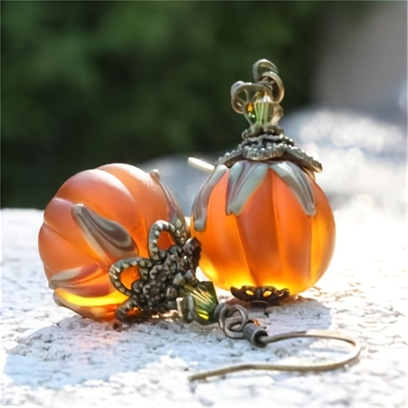Halloween Pumpkin Dangle Earrings Vintage Holiday Party Women’s Festive Jewelry