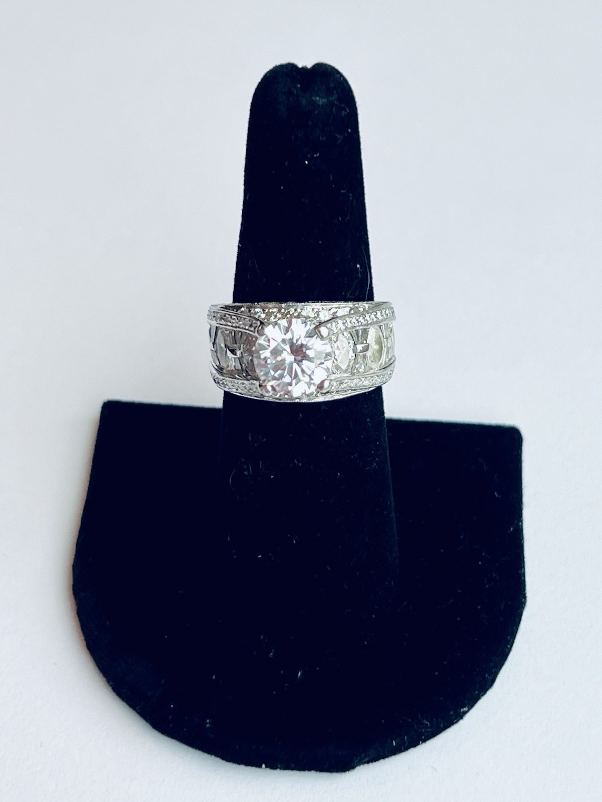 JB Star Platinum Wide Semi Mount Marquis & Tapered Baguette Diamond Ring!