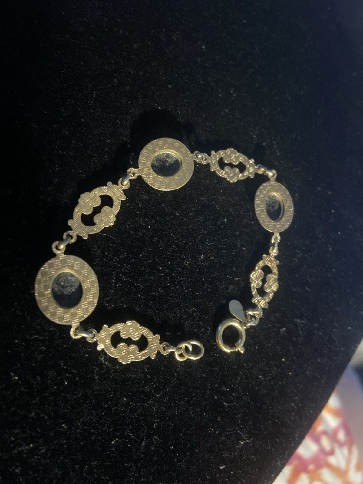Vintage Amco 1/20 14k Gold fill Black Onyx Link Bracelet 7″ Stunning