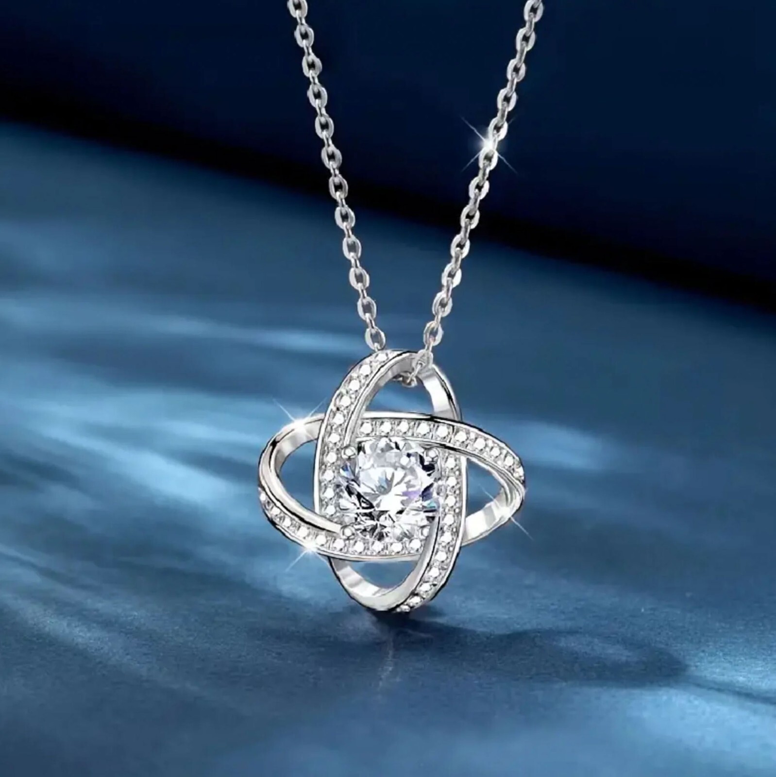 Love Knot Moissanite Elegant Design Fashion Pendant 925 Sterling Silver Necklace
