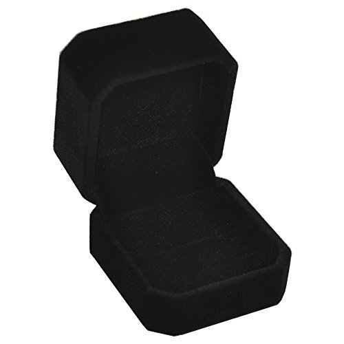 Set of 2 Unit Classic Velvet Couple Ring Box Black Box for Ring Or Earring
