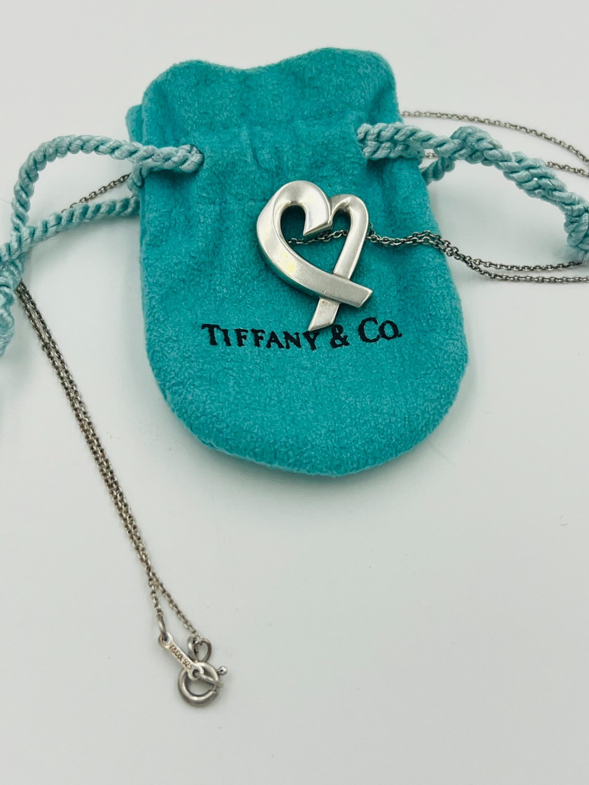 Auth TIFFANY & Co. Sterling Silver 925 Paloma Picasso Loving Heart Necklace
