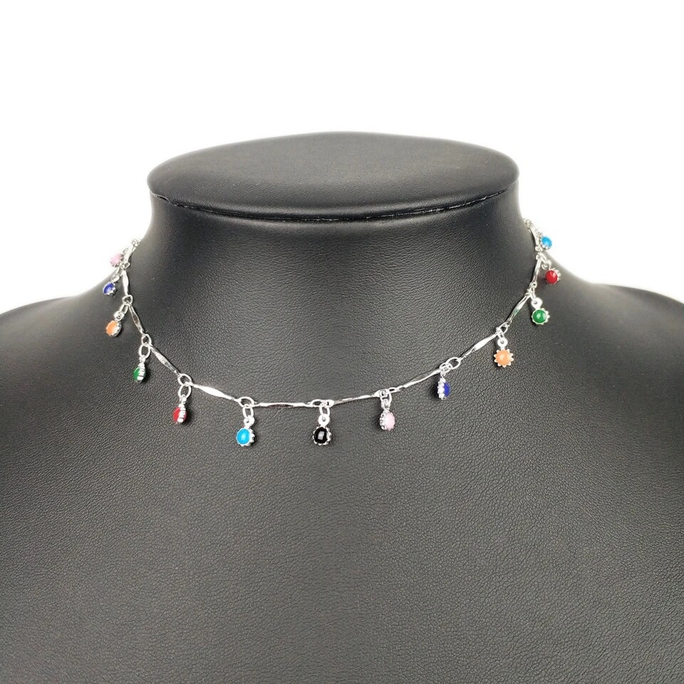 Choker necklace black bead gold or silver variety choices
