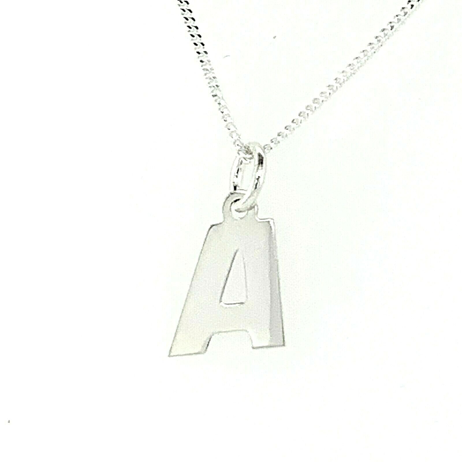 Initial Letter Charm Modern Stylish Trendy Necklace Pendant Real Silver Woman