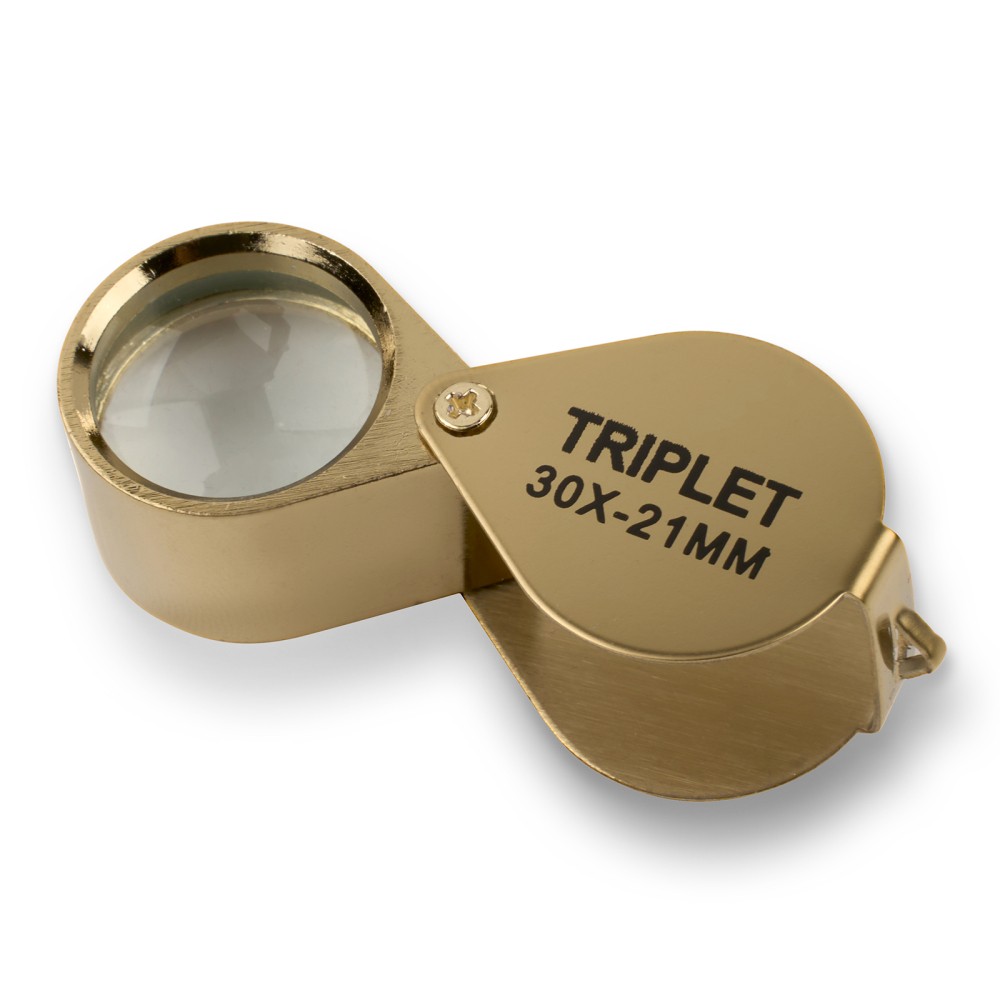 Gold 30X Jewelers Loupe Magnifier Pocket Magnifying Glass Coin Jewelry Loop Eye