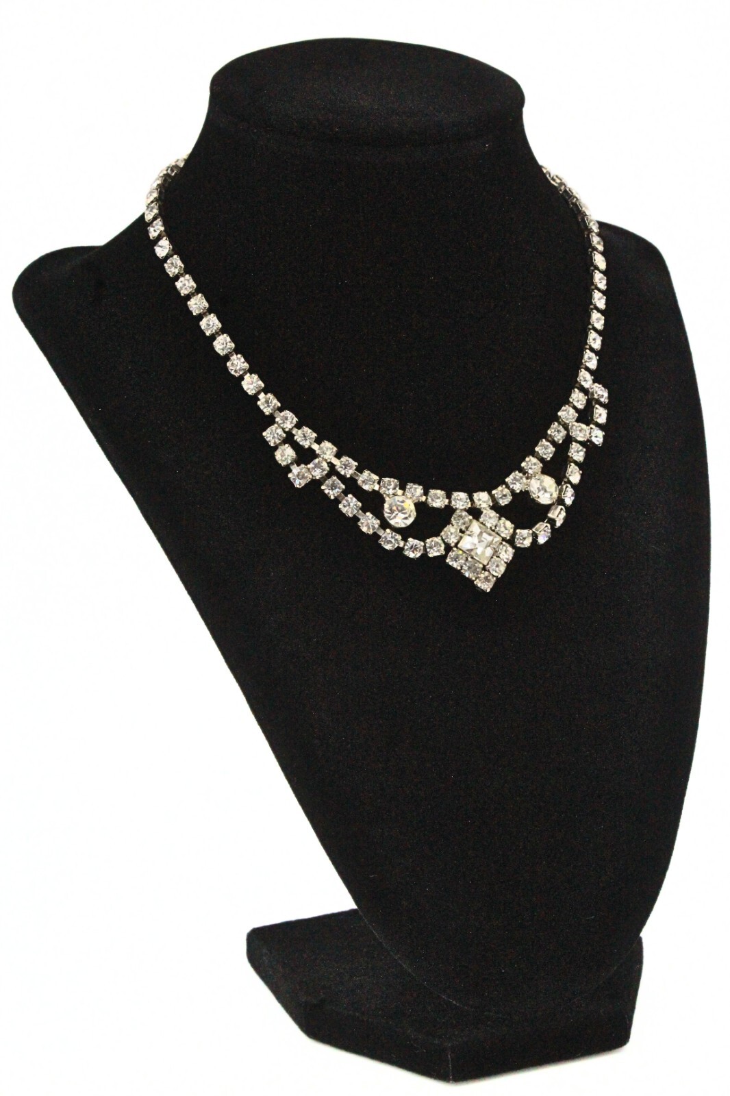 Astounding White Crystal Rhinestone Foil Backed Choker Stunning Necklace