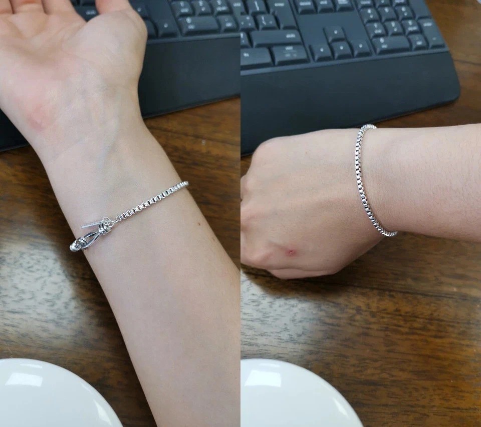 Women s 925 Sterling Silver Beads Handmade Retro, Geometric Bracelet Gift