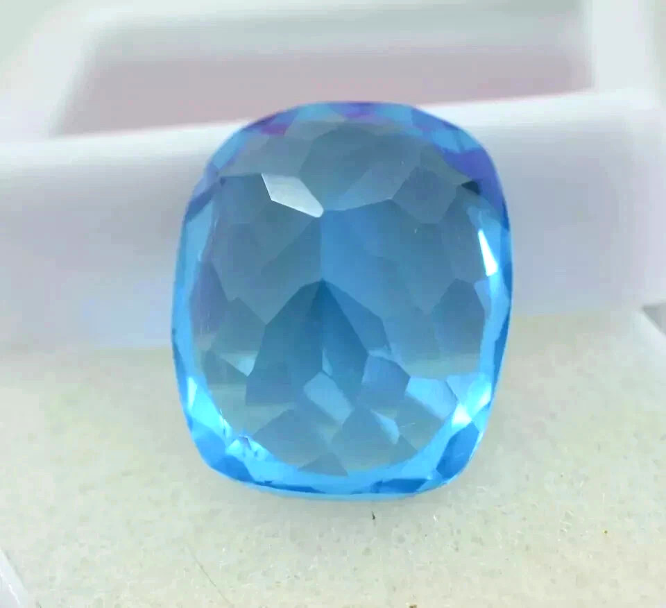 AAA 14.80 Ct Sparky Natural Sky Blue Sapphire Loose Cushion CERTIFIED Gemstone