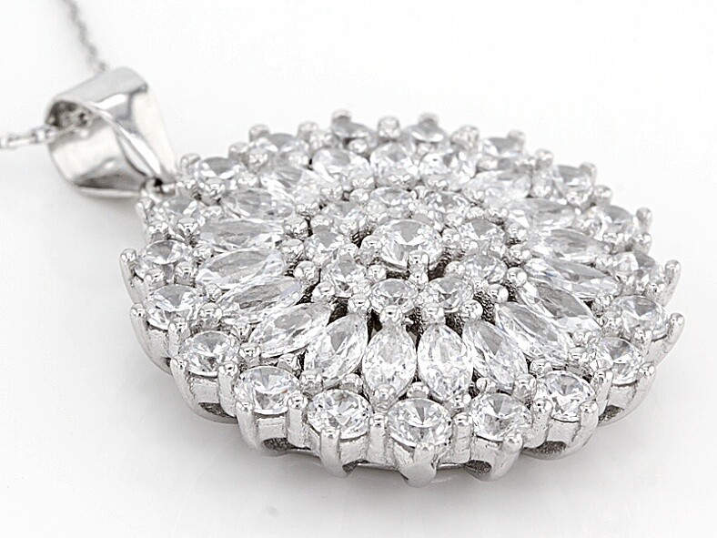 White Cubic Zirconia Rhodium Over Sterling Silver Pendant With Chain 3.59ctw