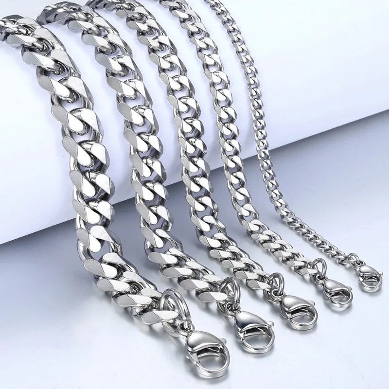 1pc Cuban Link Stainless Steel Bracelet – Classic Chain Jewelry for Men & Women