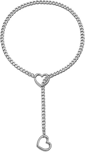Slip Chain Necklace Heart Slip Chain Choker for Women Gothic Rock Cuban Link Nec